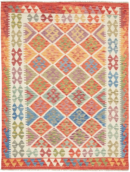 Tappeto Kilim Afghanistan Geometrico Multicolore Crema 149x201 Cm