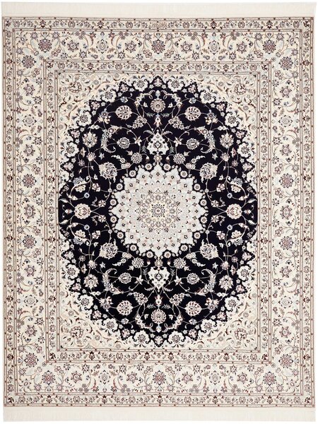 Tappeto Nain 6la Persia Medaglione Avorio Blu 205x261 Cm