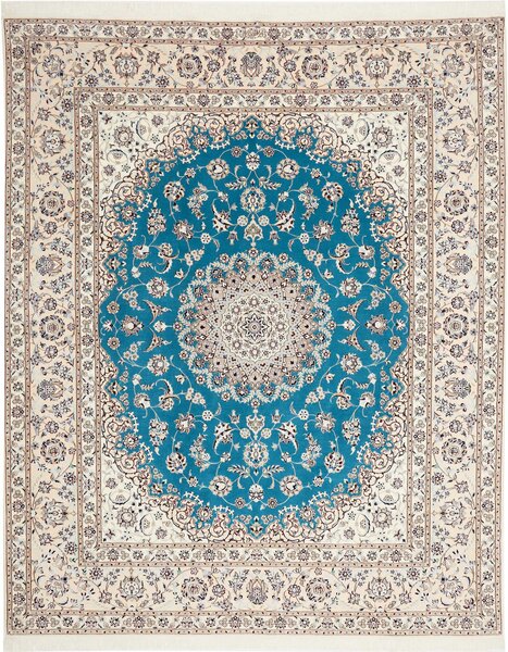 Tappeto Nain 6la Persia Medaglione Turchese Avorio 207x250 Cm