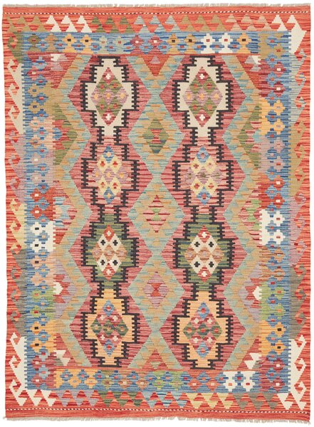 Tappeto Kilim Afghanistan Astratto Multicolore Terracotta 147x197 Cm