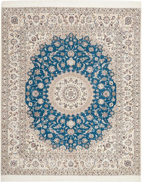 Tappeto Nain 6la Persia Medaglione Blu Petrolio Crema 213x255 Cm