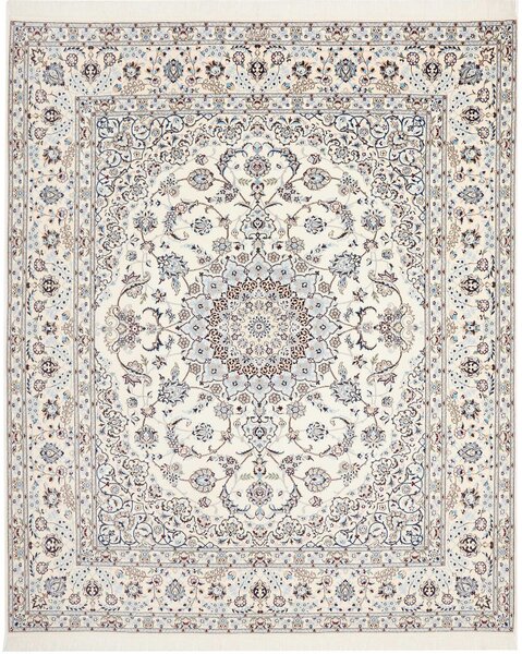 Tappeto Nain 6la Persia Medaglione Crema Blu 210x251 Cm