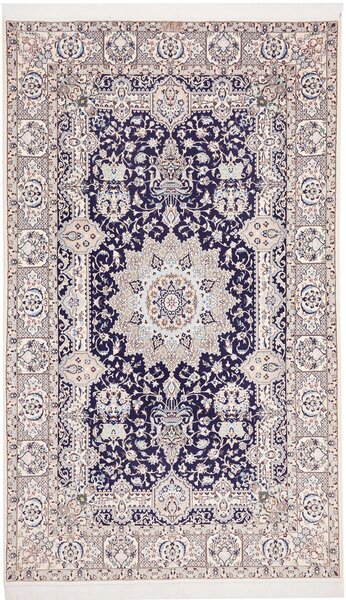 Tappeto Nain 6la Persia Medaglione Blu Avorio 154x256 Cm