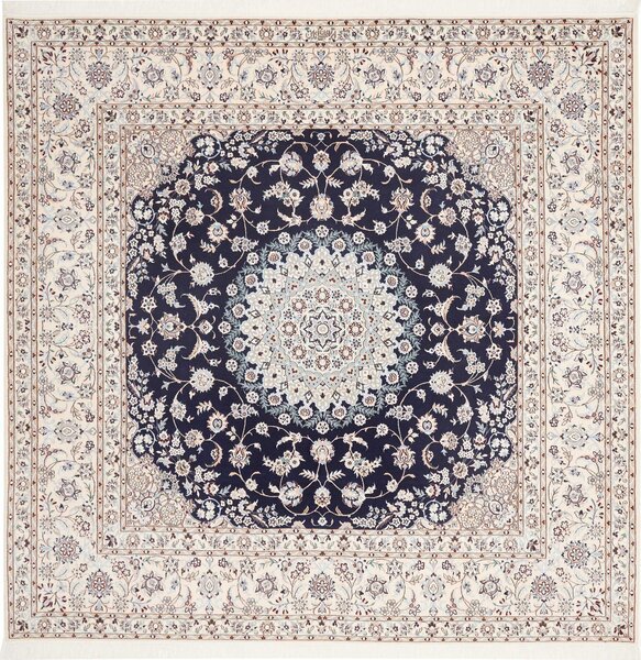 Tappeto Nain 6la Persia Medaglione Blu Crema 211x208 Cm