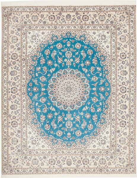 Tappeto Nain 6la Persia Medaglione Crema Turchese 207x260 Cm