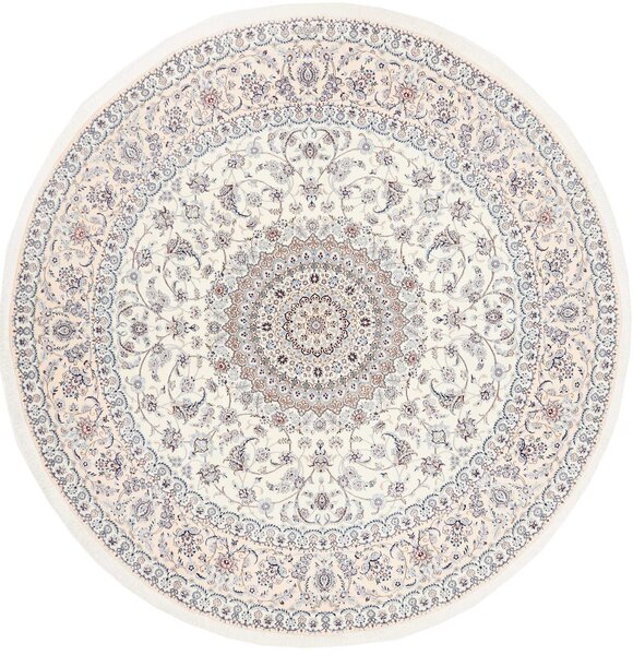 Tappeto Nain 6la Persia Medaglione Crema Celeste 245x245 Cm