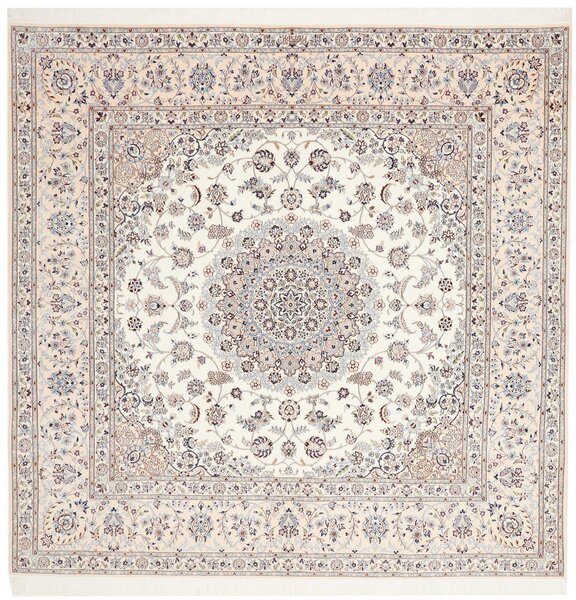 Tappeto Nain 6la Persia Medaglione Avorio Blu 209x205 Cm