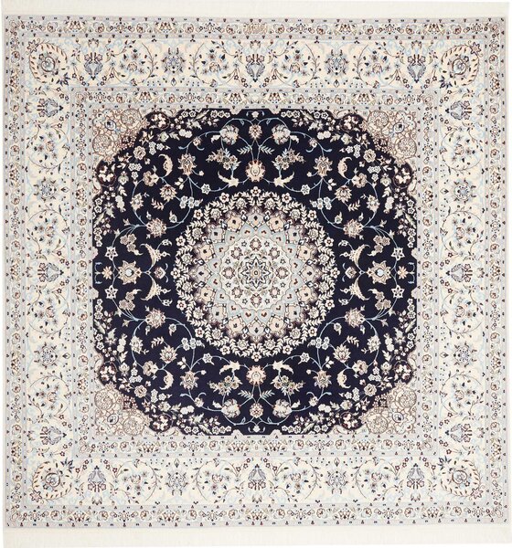 Tappeto Nain 6la Persia Medaglione Blu Navy Avorio 207x211 Cm