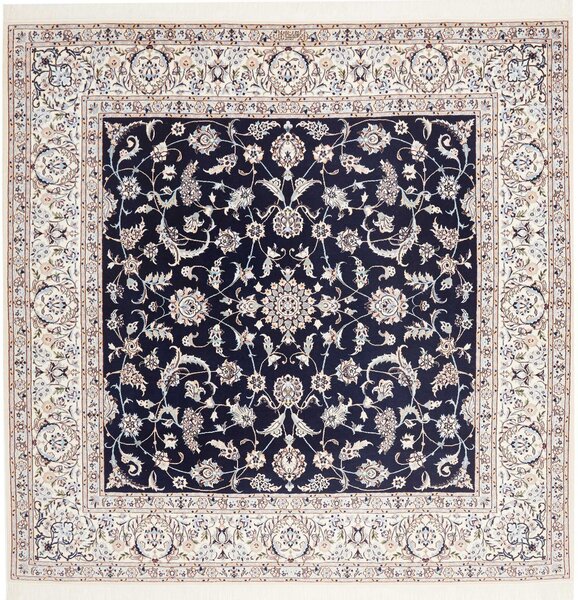 Tappeto Nain 6la Persia Medaglione Blu Scuro Avorio 204x202 Cm