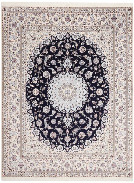 Tappeto Nain 6la Persia Medaglione Avorio Blu Notte 208x270 Cm