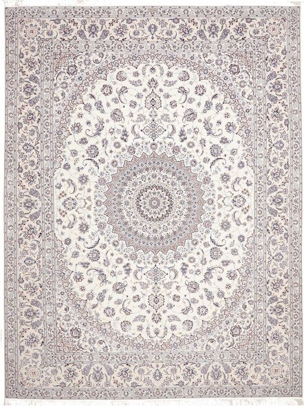 Tappeto Nain 6la Persia Medaglione Crema Blu 304x409 Cm