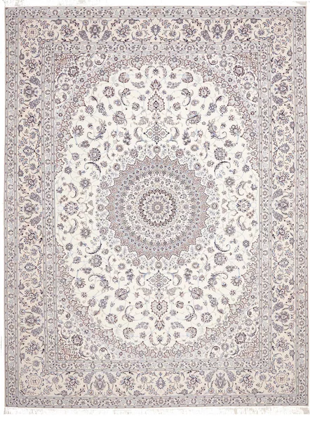 Tappeto Nain 6la Persia Medaglione Crema Blu 304x409 Cm
