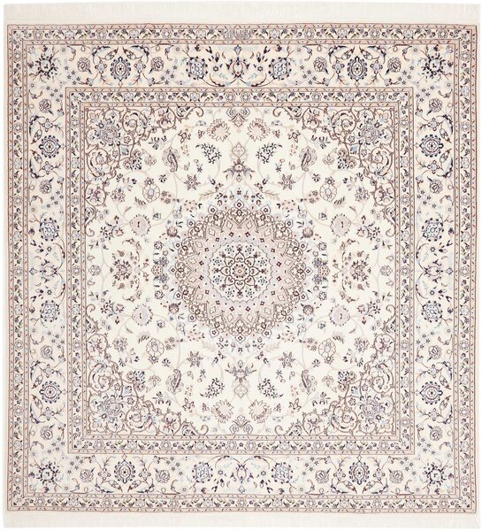 Tappeto Nain 6la Persia Medaglione Avorio Blu 205x213 Cm