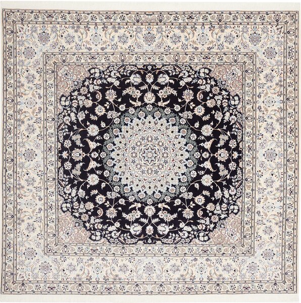 Tappeto Nain 6la Persia Medaglione Blu Notte Avorio 214x206 Cm
