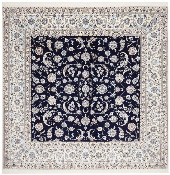 Tappeto Nain 6la Persia Medaglione Blu Scuro Crema 254x250 Cm
