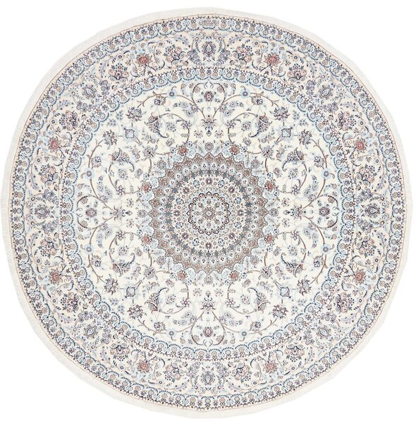 Tappeto Nain 6la Persia Medaglione Avorio Blu 258x258 Cm