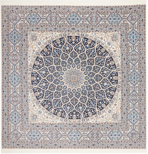 Tappeto Nain 6la Persia Medaglione Avorio Blu 207x205 Cm