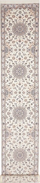 Tappeto Nain 6la Persia Medaglione Avorio Blu 80x600 Cm