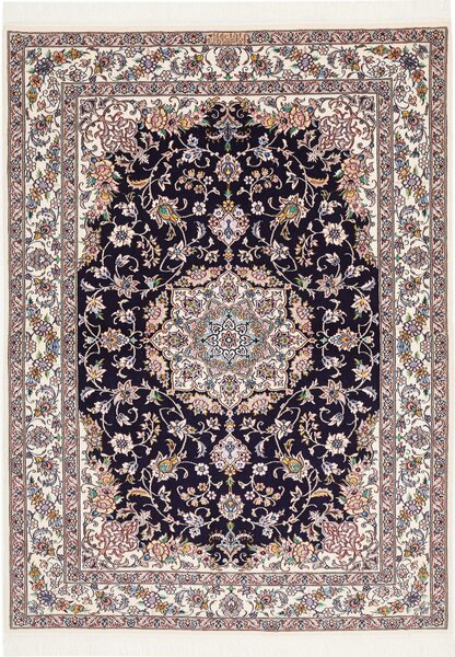 Tappeto Nain 6la Persia Medaglione Blu Notte Crema 118x162 Cm