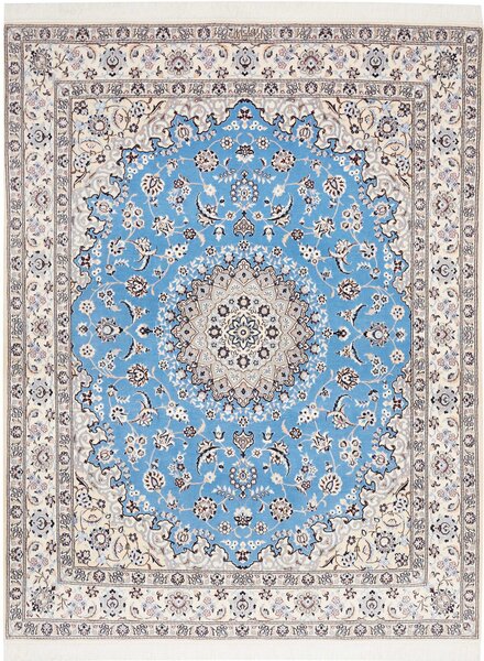 Tappeto Nain 6la Persia Medaglione Azzurro Avorio 160x203 Cm