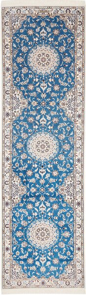 Tappeto Nain 6la Persia Medaglione Blu Crema 90x309 Cm