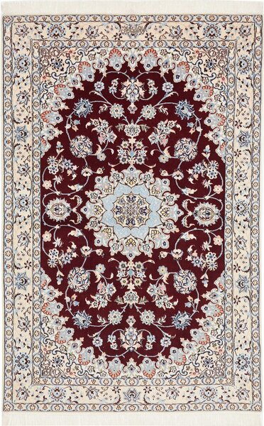 Tappeto Nain 6la Persia Medaglione Bordeaux Avorio 105x165 Cm