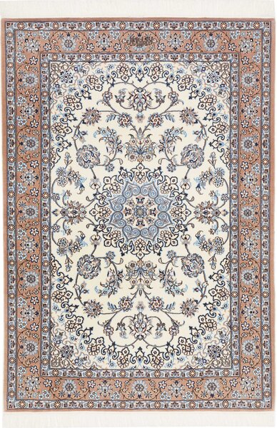 Tappeto Nain 6la Persia Medaglione Avorio Blu 103x150 Cm