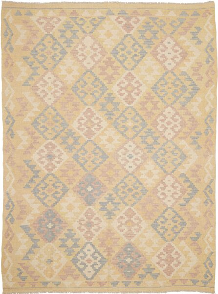 Tappeto Kilim Afghanistan Geometrico Giallo Rosa 181x244 Cm