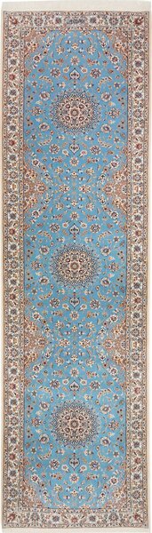 Tappeto Nain 6la Persia Medaglione Blu Cielo Crema 85x311 Cm