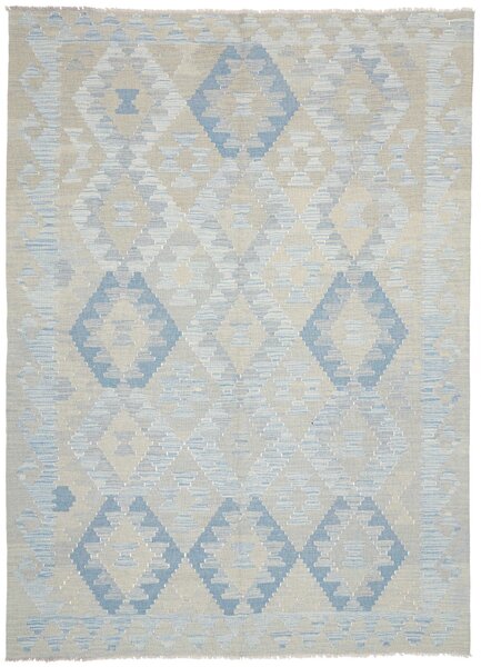 Tappeto Kilim Afghanistan Geometrico Azzurro Beige 179x246 Cm