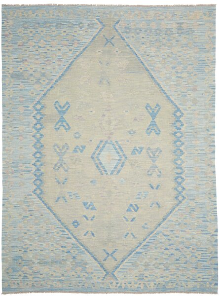 Tappeto Kilim Afghanistan Geometrico Azzurro Crema 179x244 Cm