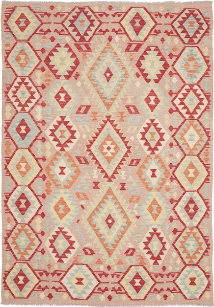 Tappeto Kilim Afghanistan Astratto Rosa Rosso 172x241 Cm