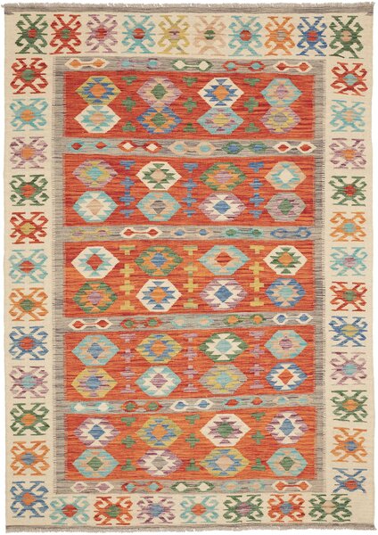 Tappeto Kilim Afghanistan Geometrico Arancione Policromo 172x248 Cm