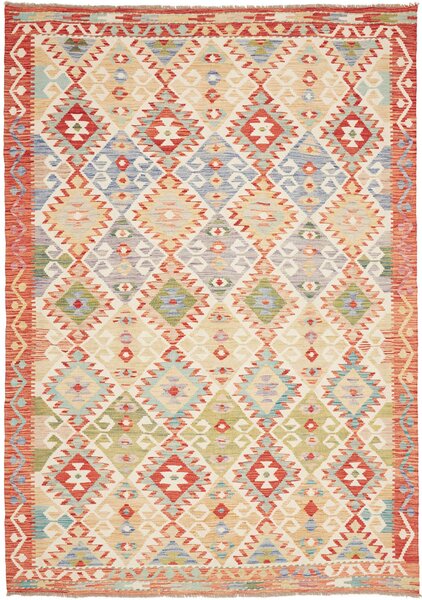 Tappeto Kilim Afghanistan Geometrico Multicolore Tenue 173x244 Cm