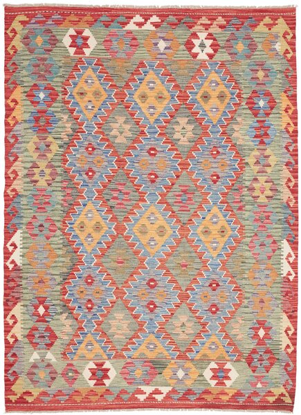 Tappeto Kilim Afghanistan Astratto Rosso Blu 170x234 Cm