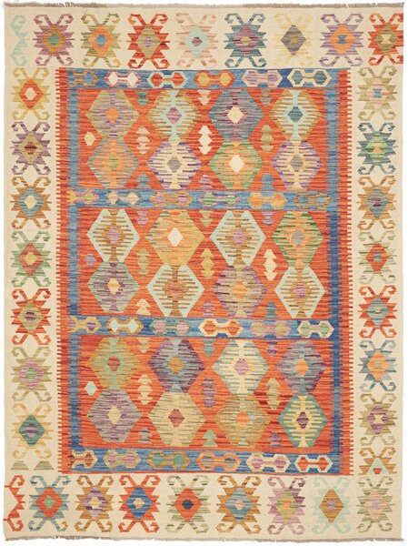Tappeto Kilim Afghanistan Geometrico Arancione Multicolore 178x243 Cm