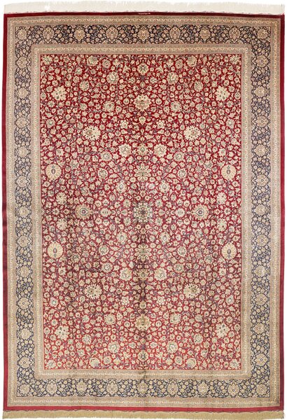 Tappeto Ghom Seta Persia Floreale Rosso Blu 246x352 Cm