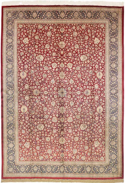 Tappeto Ghom Seta Persia Floreale Rosso Blu 246x352 Cm