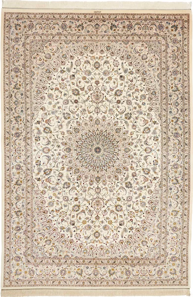 Tappeto Ghom Seta Persia Medaglione Crema Policromo 195x295 Cm