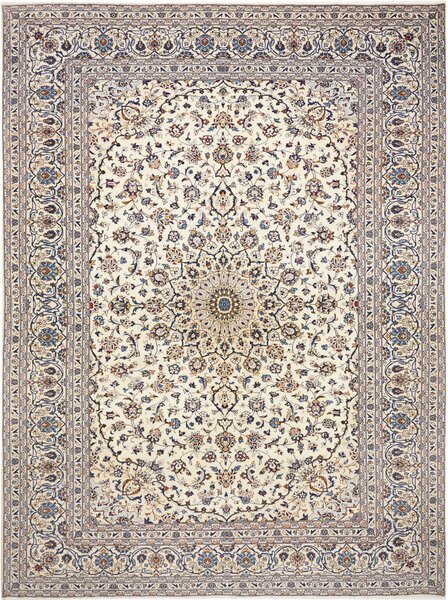 Tappeto Kashan Persia Medaglione Crema Blu 294x400 Cm