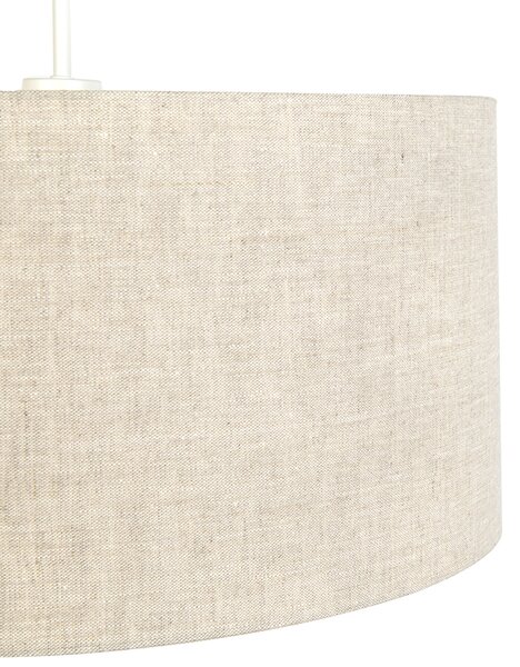 Lampada a sospensione rustica bianca con paralume in cotone grigio chiaro 50 cm - Combi