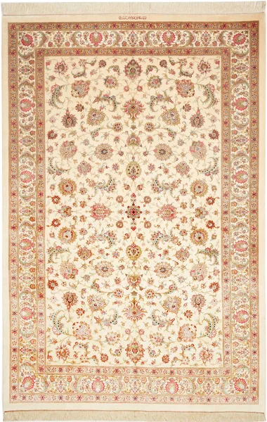 Tappeto Ghom Seta Persia Floreale Avorio Rosa 201x307 Cm