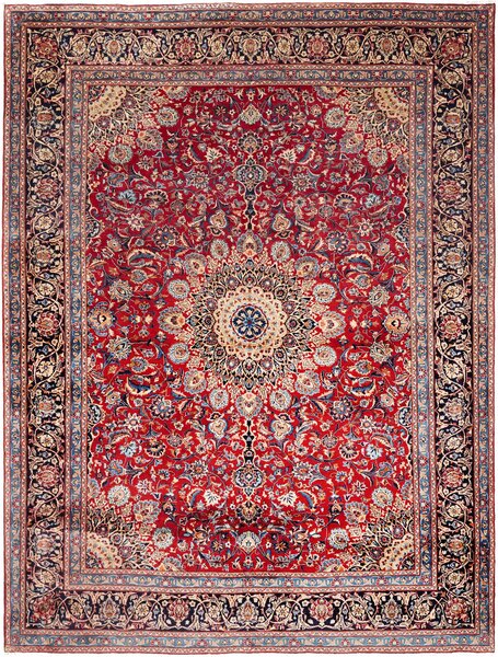 Tappeto Kashmar Persia Medaglione Rosso Blu 256x337 Cm