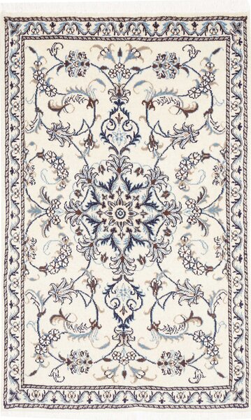 Tappeto Nain Kashmar Persia Medaglione Crema Blu 85x138 Cm