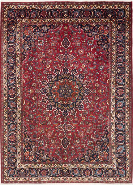 Tappeto Mashad Persia Medaglione Rosso Blu 248x345 Cm