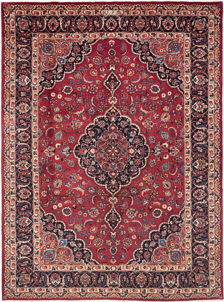 Tappeto Mashad Persia Medaglione Rosso Blu 247x333 Cm