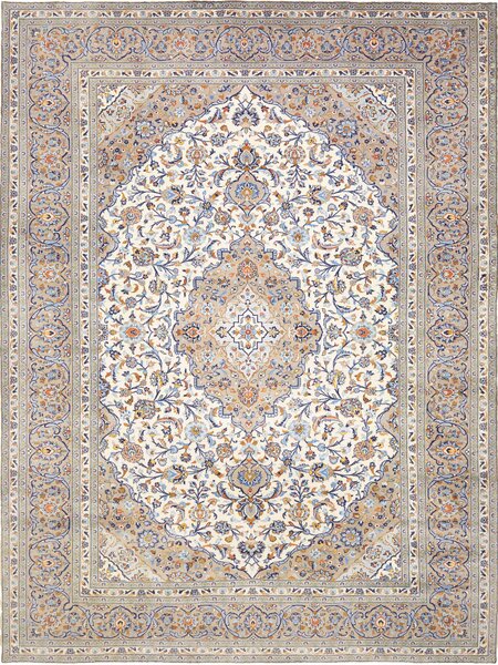 Tappeto Kashan Persia Medaglione Avorio Beige 258x347 Cm