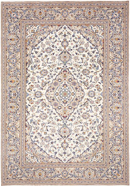 Tappeto Kashan Persia Medaglione Crema Beige 245x350 Cm