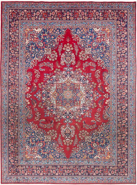 Tappeto Sabzevar Persia Medaglione Rosso Blu 245x340 Cm