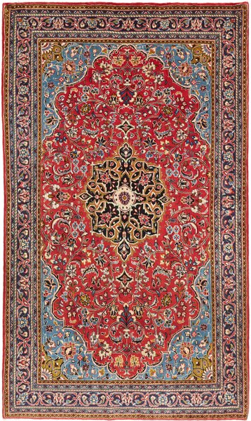 Tappeto Sarough Persia Medaglione Rosso Azzurro 130x220 Cm